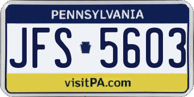 PA license plate JFS5603