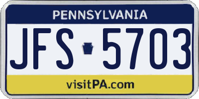 PA license plate JFS5703