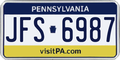 PA license plate JFS6987