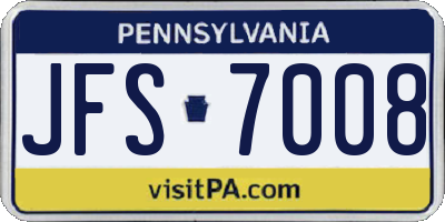 PA license plate JFS7008