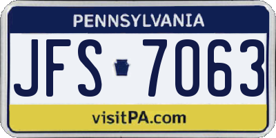 PA license plate JFS7063