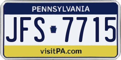 PA license plate JFS7715