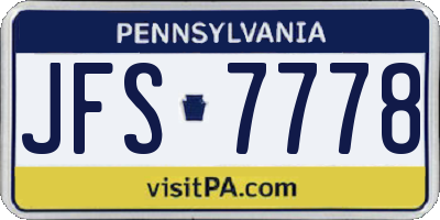 PA license plate JFS7778