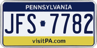 PA license plate JFS7782