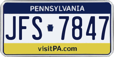 PA license plate JFS7847