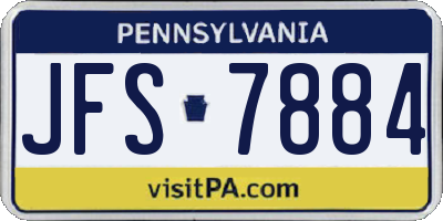 PA license plate JFS7884