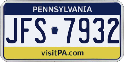 PA license plate JFS7932