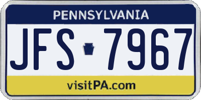 PA license plate JFS7967