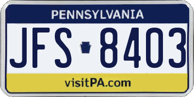 PA license plate JFS8403