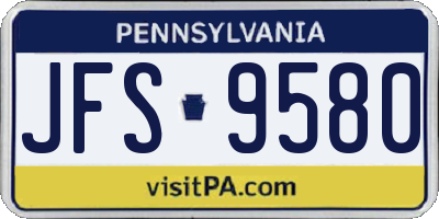 PA license plate JFS9580