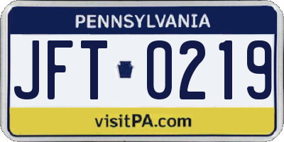 PA license plate JFT0219
