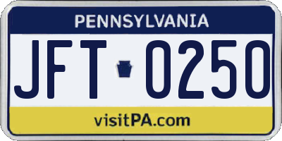 PA license plate JFT0250