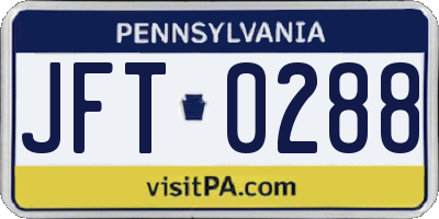 PA license plate JFT0288