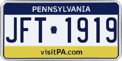 PA license plate JFT1919