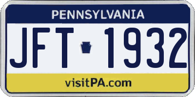 PA license plate JFT1932
