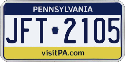 PA license plate JFT2105