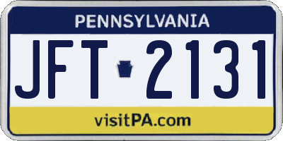 PA license plate JFT2131