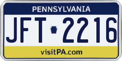 PA license plate JFT2216