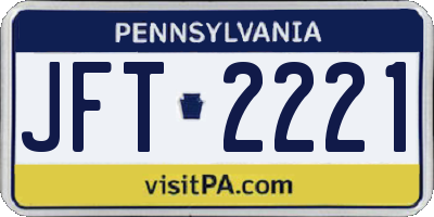 PA license plate JFT2221