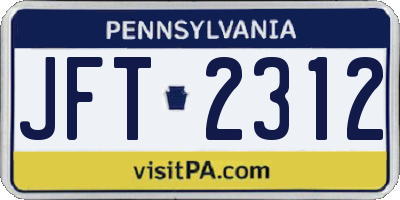 PA license plate JFT2312