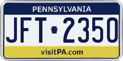 PA license plate JFT2350