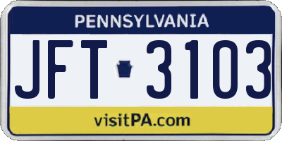 PA license plate JFT3103