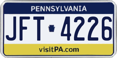 PA license plate JFT4226