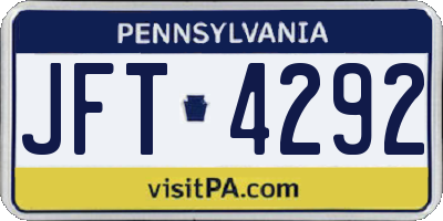 PA license plate JFT4292