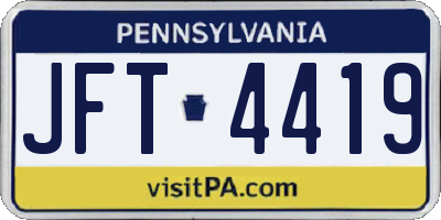 PA license plate JFT4419