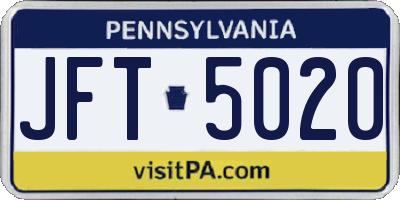 PA license plate JFT5020