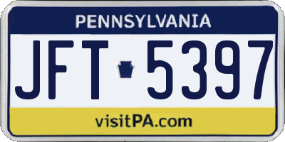 PA license plate JFT5397
