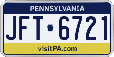 PA license plate JFT6721