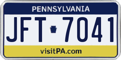 PA license plate JFT7041