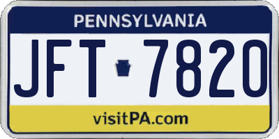PA license plate JFT7820