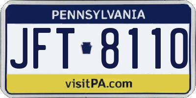 PA license plate JFT8110