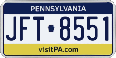 PA license plate JFT8551