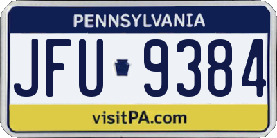 PA license plate JFU9384