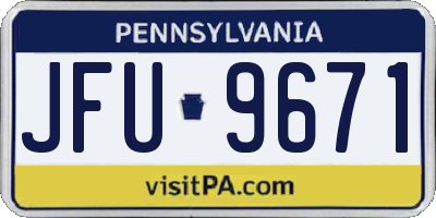 PA license plate JFU9671