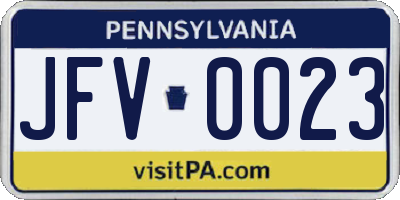 PA license plate JFV0023