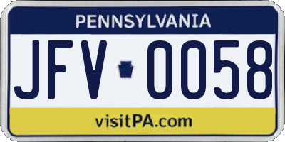 PA license plate JFV0058