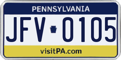 PA license plate JFV0105