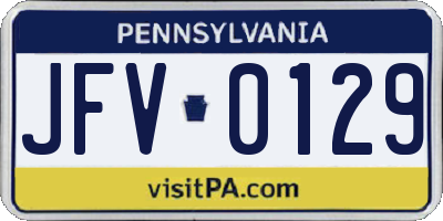 PA license plate JFV0129