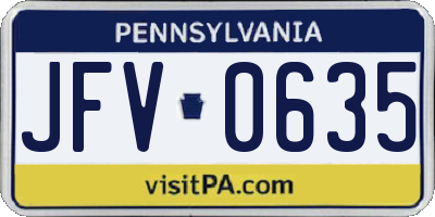 PA license plate JFV0635