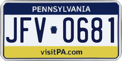 PA license plate JFV0681