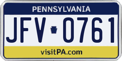 PA license plate JFV0761