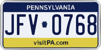 PA license plate JFV0768