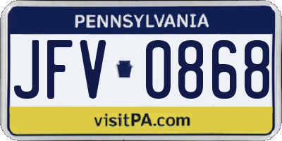 PA license plate JFV0868