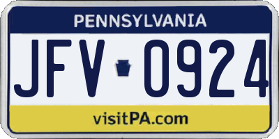 PA license plate JFV0924