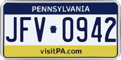 PA license plate JFV0942
