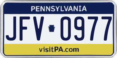 PA license plate JFV0977